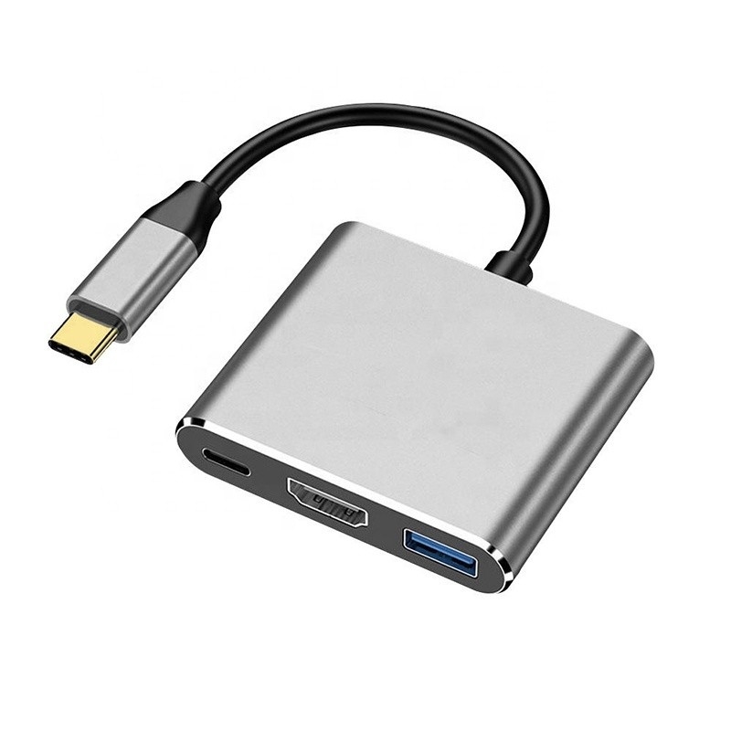 3-em-1 USB C Tipo C Multifunção Hub para USB-C PD HDMI USB 3.0 Adaptador Converter Cable