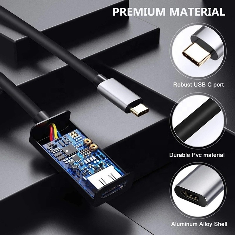 Tipo C de USB 3.1 masculino-feminino para HDMI Adaptador de cabo HDTV Convertidor 4K 60Hz 1080P CCA Condutor