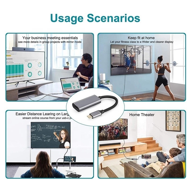 Tipo C de USB 3.1 masculino-feminino para HDMI Adaptador de cabo HDTV Convertidor 4K 60Hz 1080P CCA Condutor