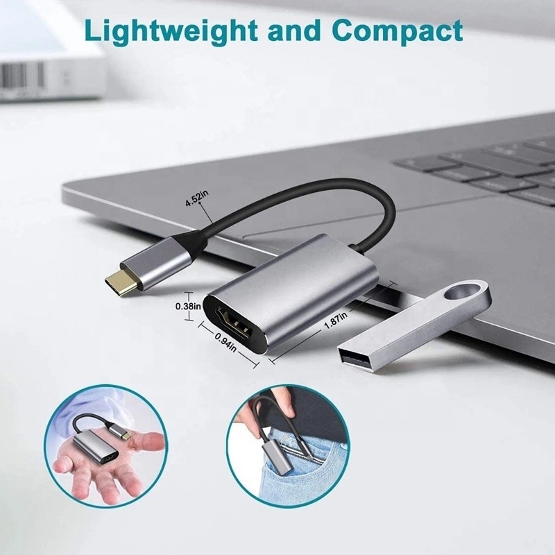 Tipo C de USB 3.1 masculino-feminino para HDMI Adaptador de cabo HDTV Convertidor 4K 60Hz 1080P CCA Condutor