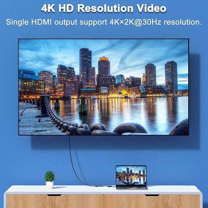 Tipo C Homem para Dual HDMI Mulher Thunderbolt 3 USB-C Multi-Monitor Adaptador Cable 4K 30Hz