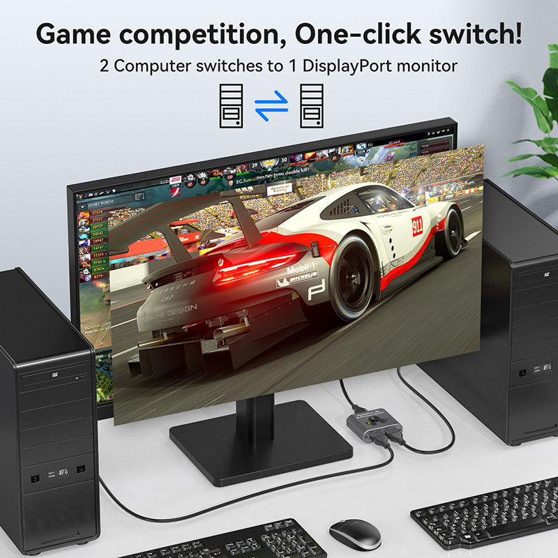 Switcher de porta de exibição de 8K60Hz para operação fácil e comutação DP 1.4 de alto desempenho