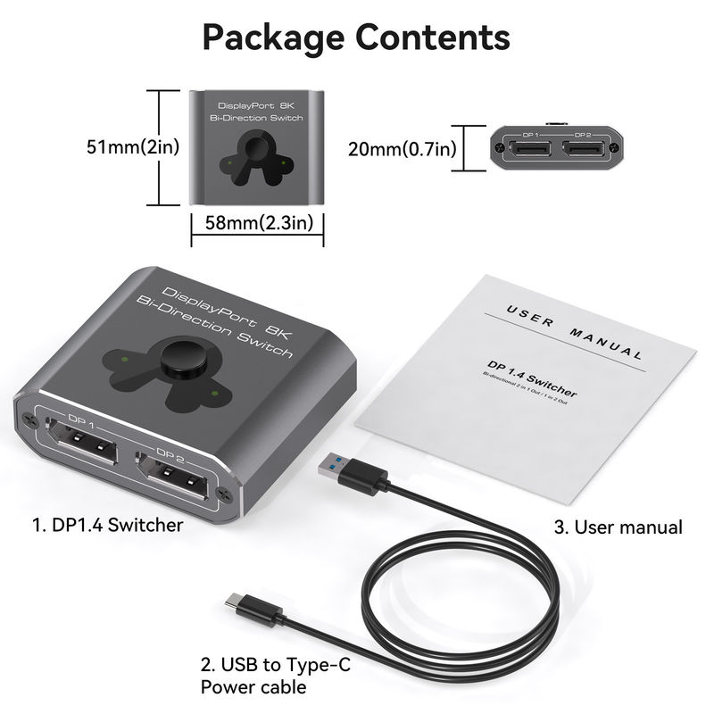 Switcher de porta de exibição de 8K60Hz para operação fácil e comutação DP 1.4 de alto desempenho