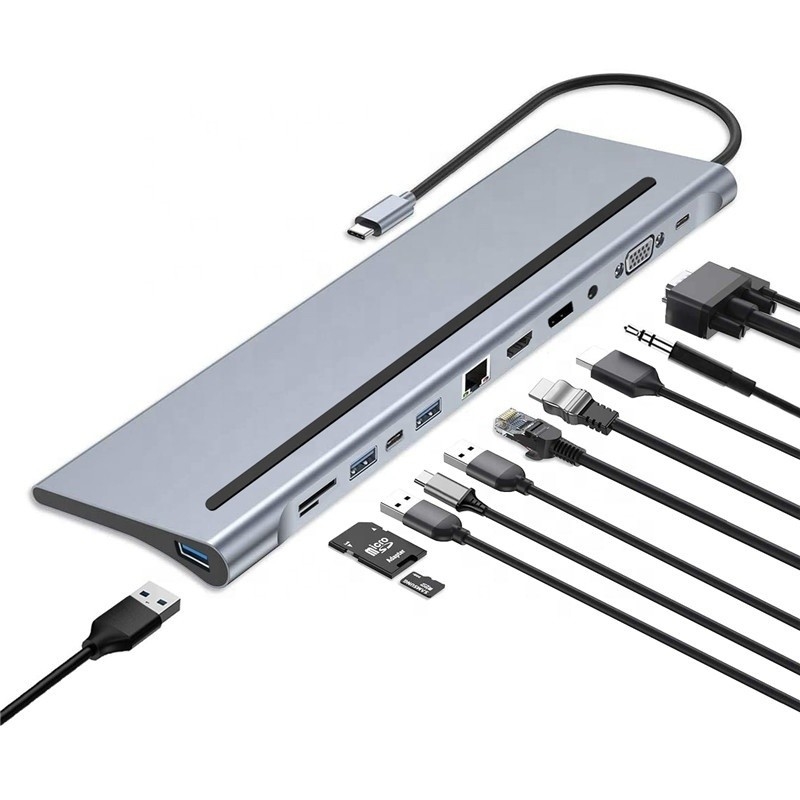 Interface USB C Multifunção Dock Tipo-C Com Adaptador SD TF Aceitável