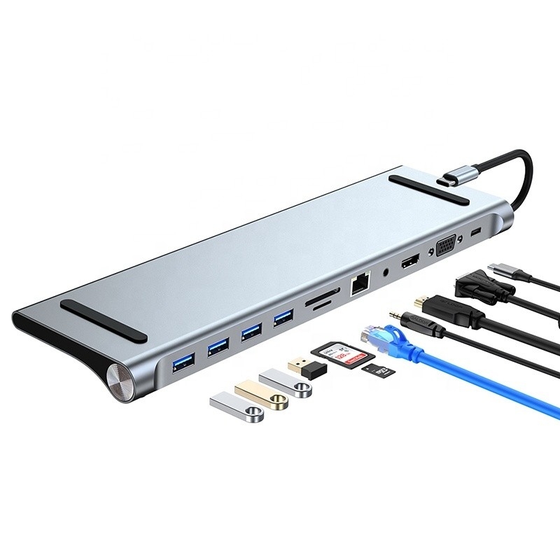 Adaptador multifuncional do hub USB tipo C de 11 em 1 para laptop e telefone celular