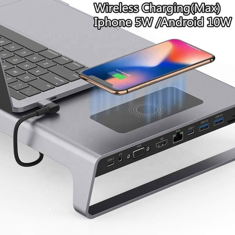 TÍPULO-C Homem 11 em 1 Hub Adaptador de Estação de Docking de Computador portátil com 1000Mbps RJ45 e USB-C PD