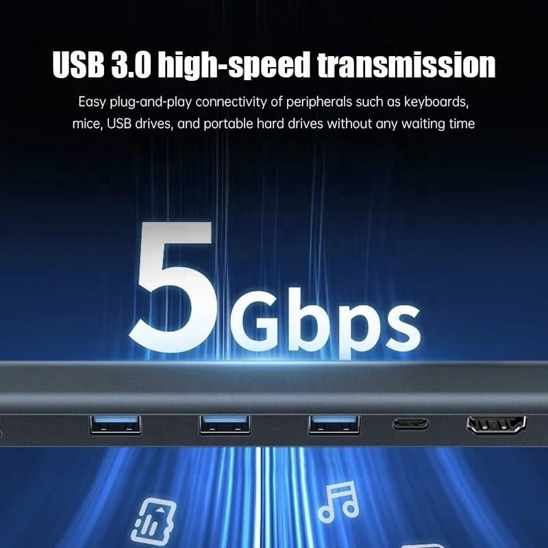 USB 3.1 Interface Tipo 10 em 1 Hub Tipo C para transferência e carregamento de dados de alta velocidade