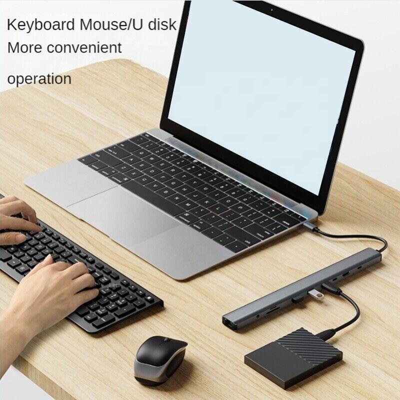 USB 3.1 Interface Tipo 10 em 1 Hub Tipo C para transferência e carregamento de dados de alta velocidade