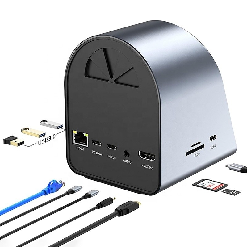USB 3.1 10 em 1 Type-C Multiport Docking Station Hub com Gigabit Ethernet e 4K HD HDMI
