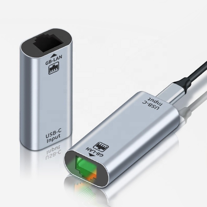 USB C Adaptador de porta feminina para Ethernet 10/100/1000 Mbps Velocidade para conexão de rede rápida