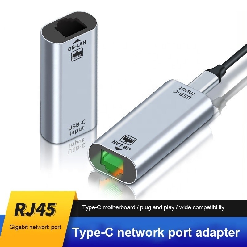 USB C Adaptador de porta feminina para Ethernet 10/100/1000 Mbps Velocidade para conexão de rede rápida