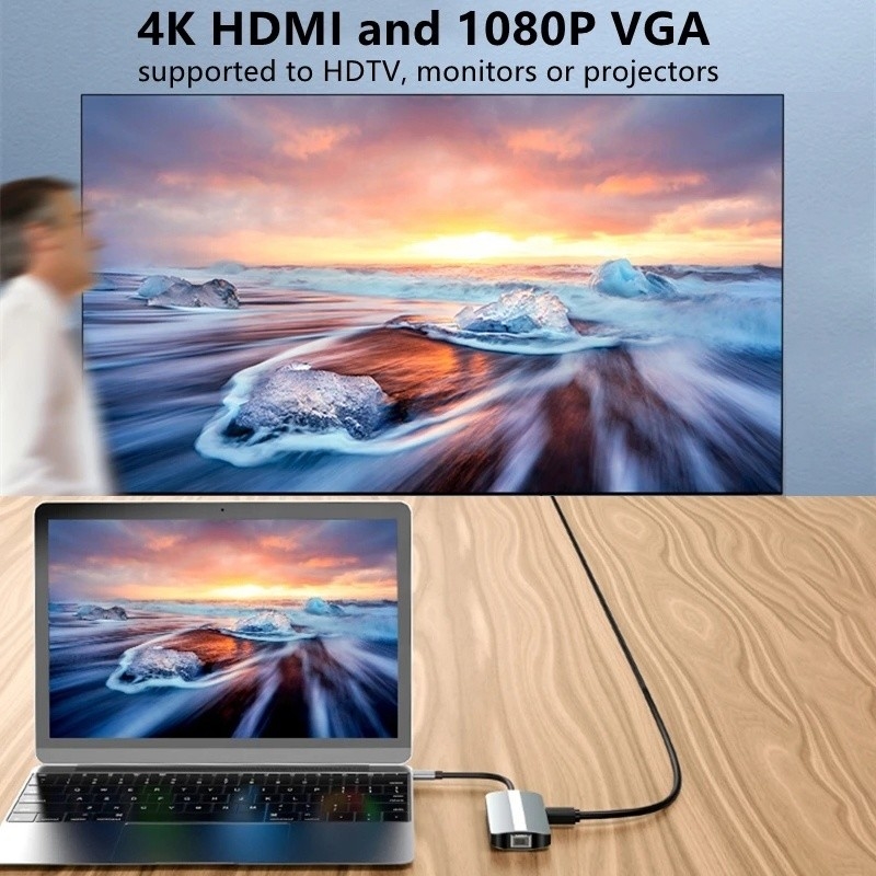 Mac Notebook 9 em 1 Type-C USB-C Hub com HDTV Multi Port Docking Station Adaptador