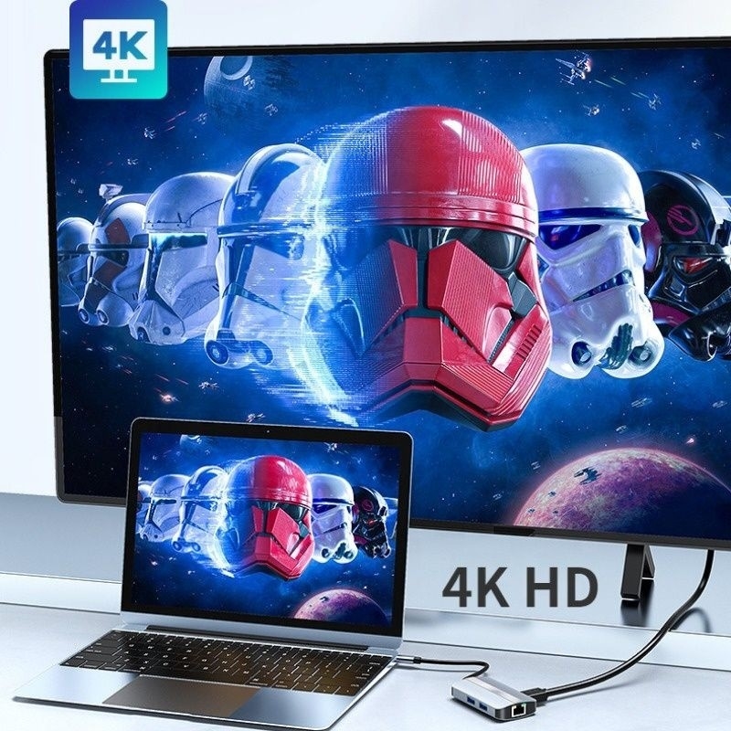 Estação de doca multiport USB tipo C Hub com função de rede de carregamento de transferência de vídeo