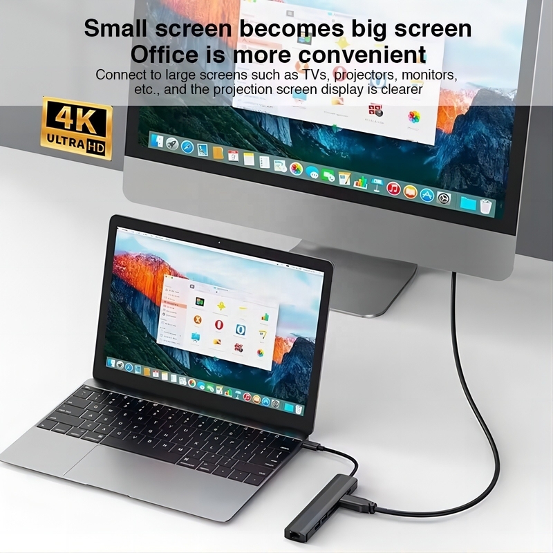 Grão 7 em 1 USB C Tipo C Hub com 1000M RJ45 Gigabit Ethernet 4K HDMI PD 100W Adaptador