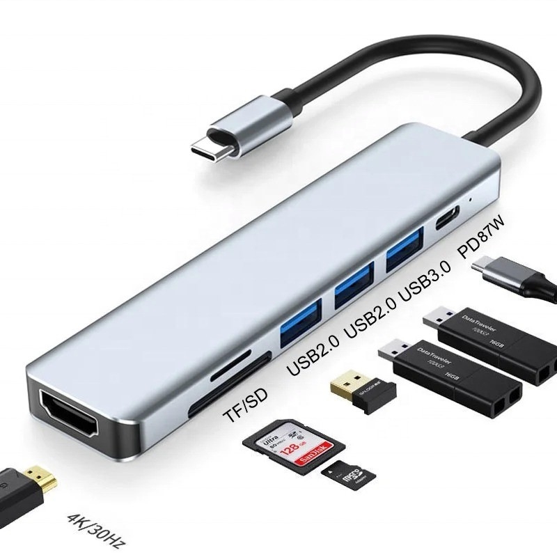 Adaptador multifunção tipo C tipo-C Hub para transferência de dados de carregamento e saída de vídeo