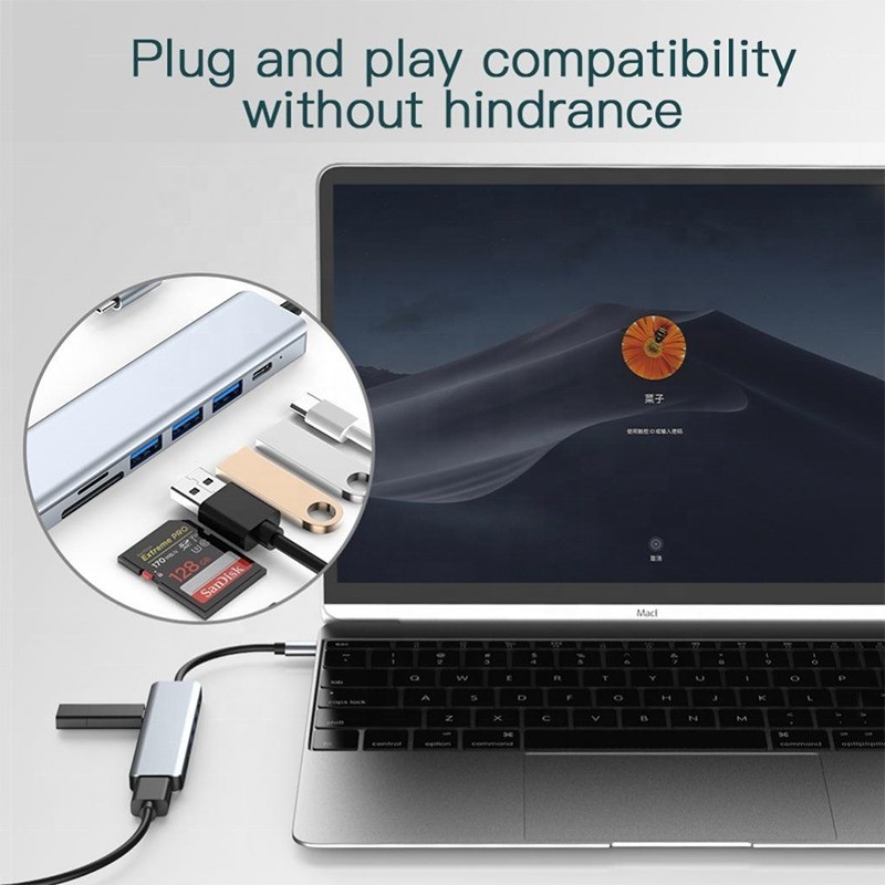 Adaptador multifunção tipo C tipo-C Hub para transferência de dados de carregamento e saída de vídeo