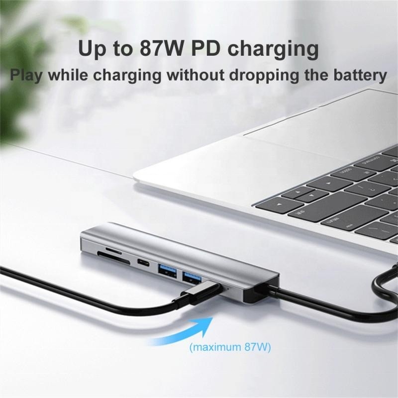 Grão 7 em 1 USB C para HDMI Adaptador Hub Dock com 4K HD HDMI PD SD TF SD / TF Card Reader