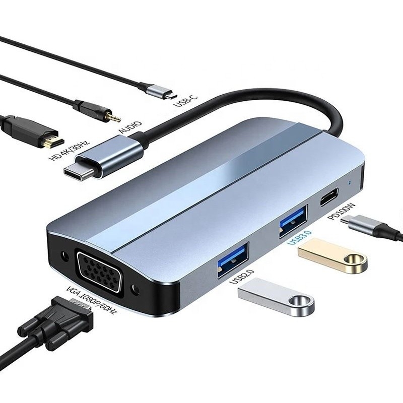 11 em 1 USB-C Hub Tipo-C para HDMI USB3.0 USB2.0 SD TF Adaptador Hub com Card Reader