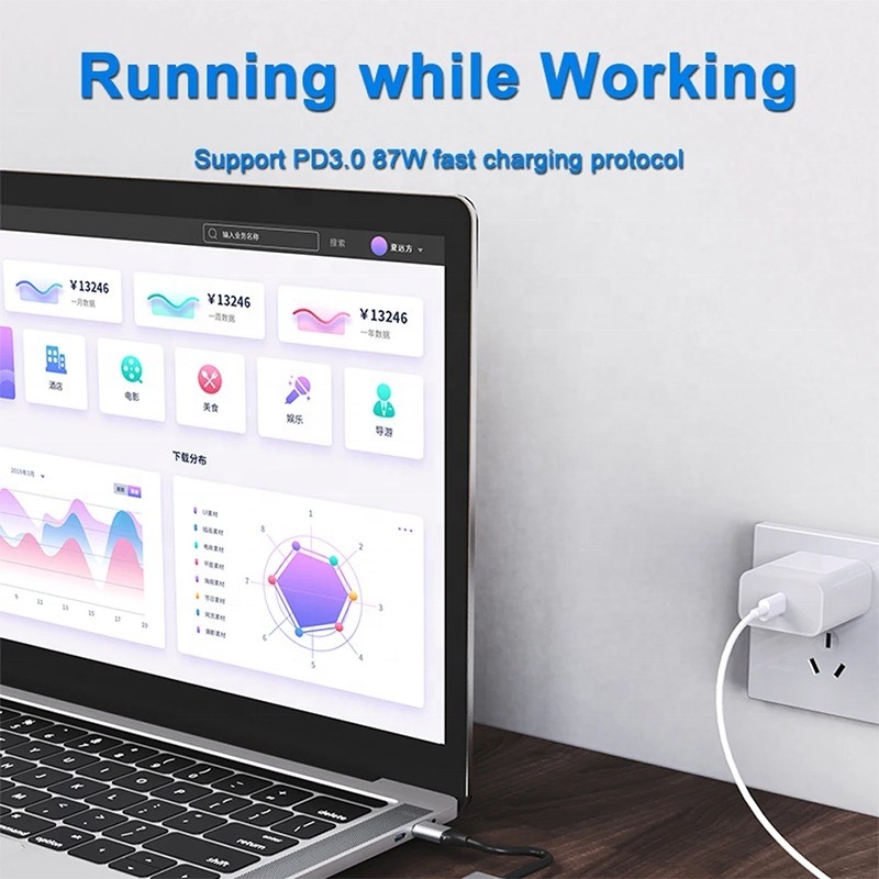 7 em 1 USB C USB-C Hub para Macbook Cinza HDMI USB 3.0 USB2.0 RJ45 SD/TF Card Reader PD Output