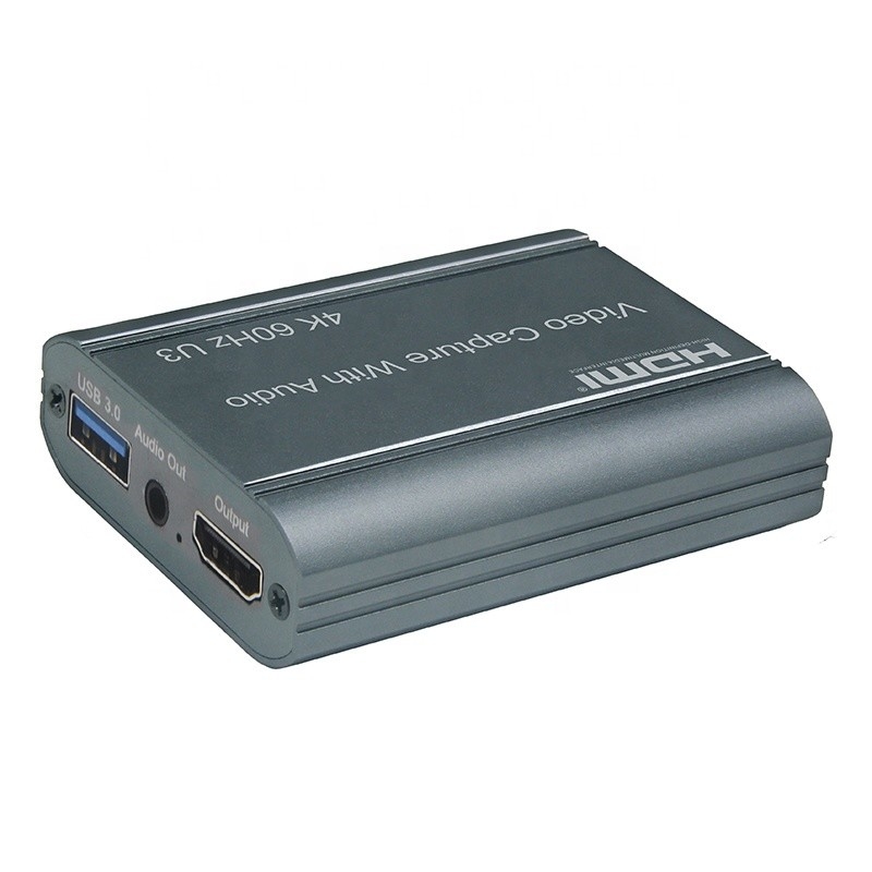 Cartão de captura de vídeo profissional 4K 60Hz HDMI para USB3.0 com saída de áudio e USB 3.0