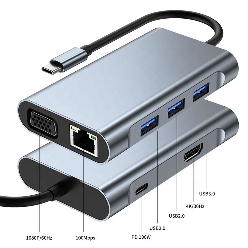 11 em 1 USB-C Hub Tipo-C para HDMI USB3.0 USB2.0 SD TF Adaptador Hub com Card Reader
