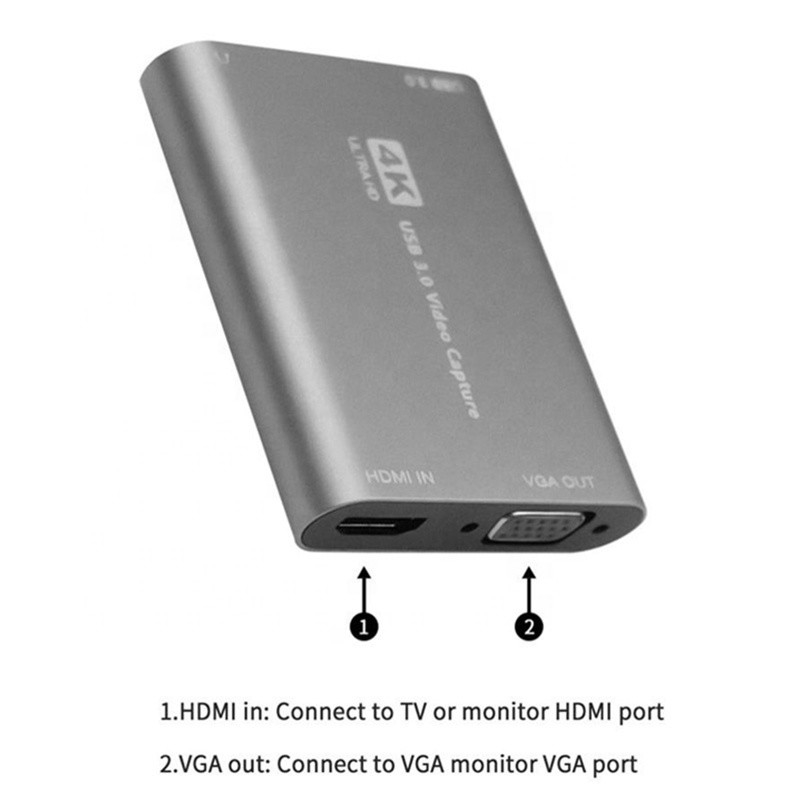 USB 3.0 HDMI Captura de vídeo DVR Cartão de caixa com microfone VGA Loop Out para computador câmera Xbox