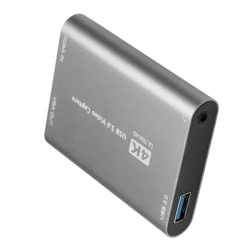 USB 3.0 HDMI Captura de vídeo DVR Cartão de caixa com microfone VGA Loop Out para computador câmera Xbox