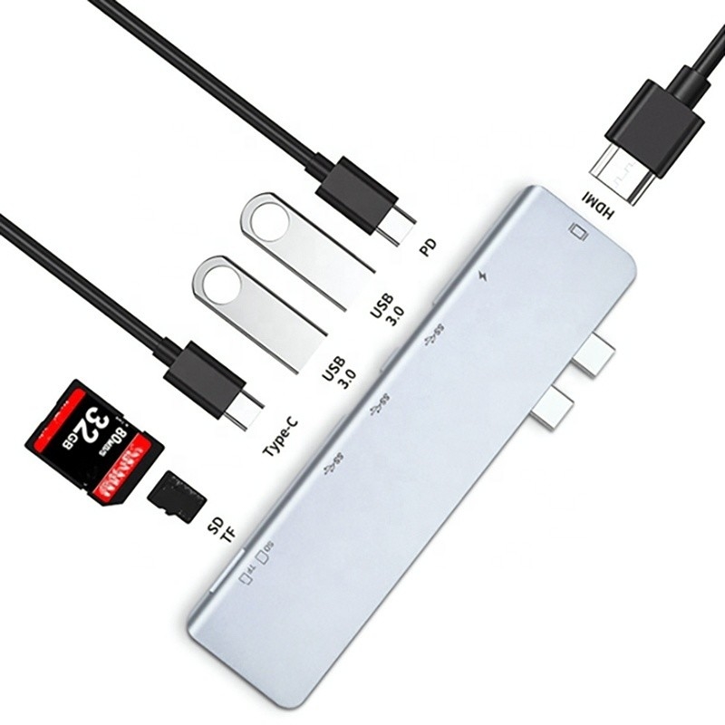 USB C Tipo C 4K 30Hz HDMI USB 3.0 TF SD Adaptador Hub Docking Station para Macbook Pro