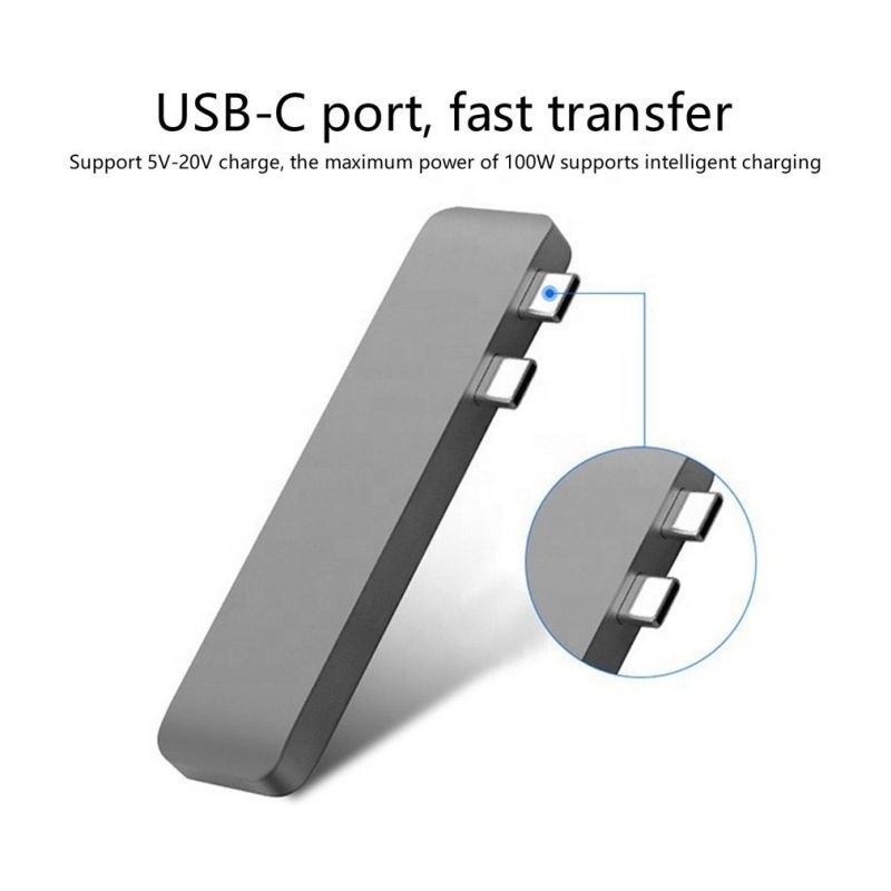 Estação de acoplagem do hub 7-in-2 com entrada masculina dupla do tipo C e tipo de interface USB 3.1