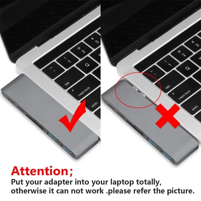Estação de acoplagem multiporte adaptador de hub tipo-C 6-em-1 com saída SD/TF 2 * USB3.0 2 * USB-C