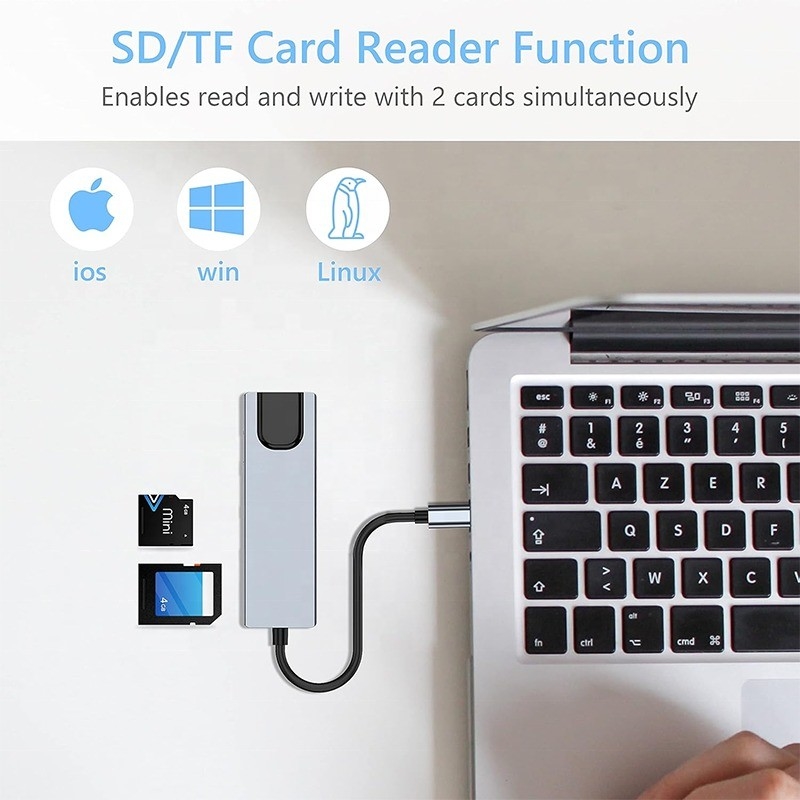Estação de acoplagem USB C PD cinza para função de carregamento de computadores portáteis Transferência de dados saída de vídeo