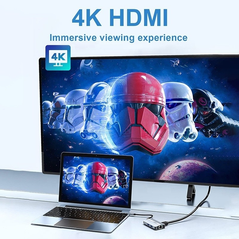 Adaptador USB C de 12 em 1 OEM Multiport Hub com 4K HDMI USB 3.0 RJ45 Lan Ethernet