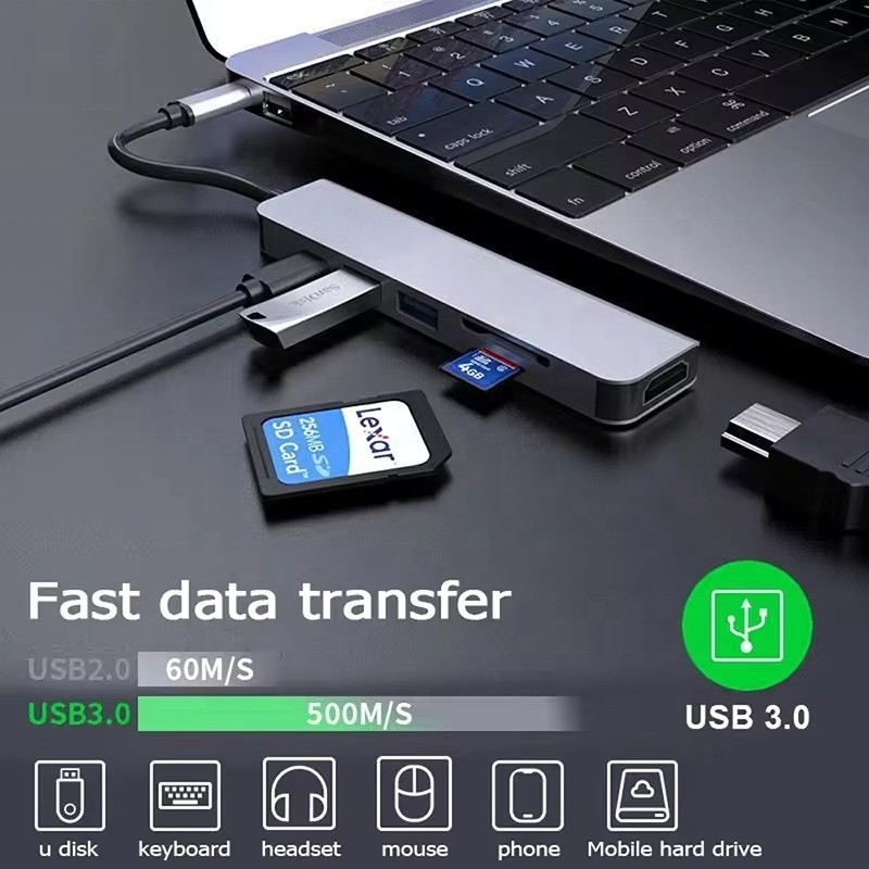 USB 3.1 Docking Station Hub com 4K HDMI USB3.0 TF SD Card Reader e 87W PD Charging