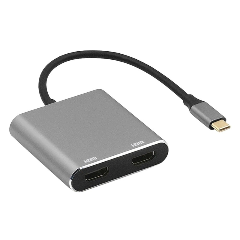 Estação de acoplagem 4-em-1 com 2 portas HDMI 4K duplas e adaptador USB-C Tipo-C para HDMI dupla
