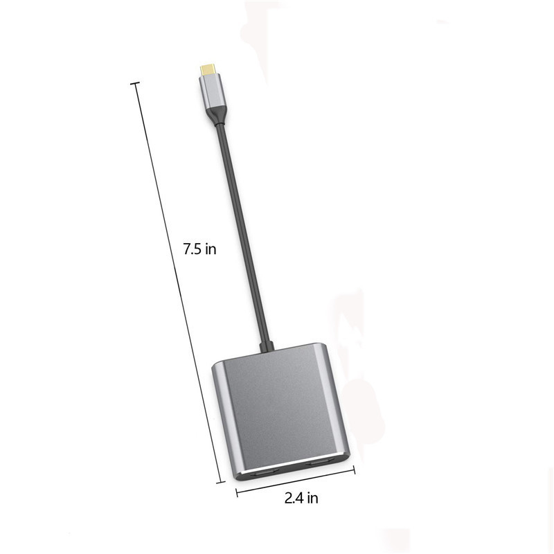 Estação de acoplagem 4-em-1 com 2 portas HDMI 4K duplas e adaptador USB-C Tipo-C para HDMI dupla