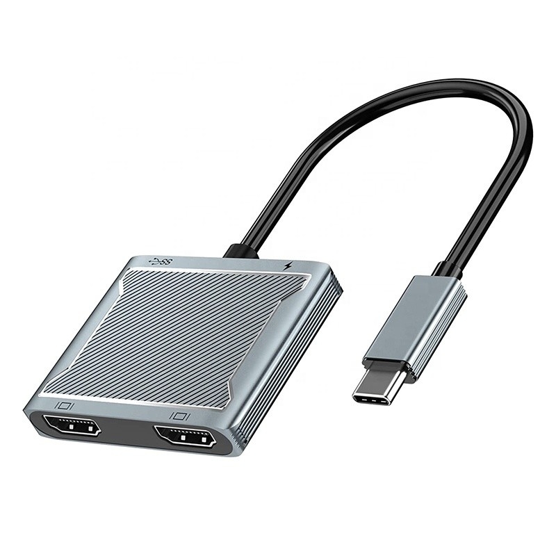 Conector de interface USB C Tipo C Adaptador HDMI duplo 4K 4 em 1 Hub USB 3.0 para laptop