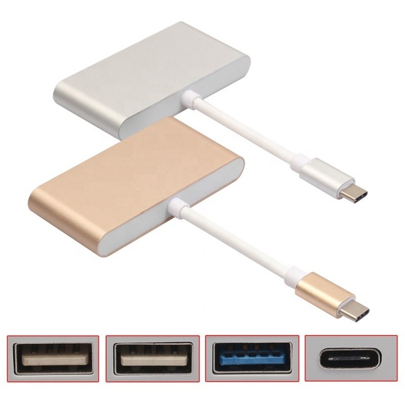 USB 3.1 Interface 4-In-1 Tipo C Hub Adaptador múltipla para transferência de dados de velocidade