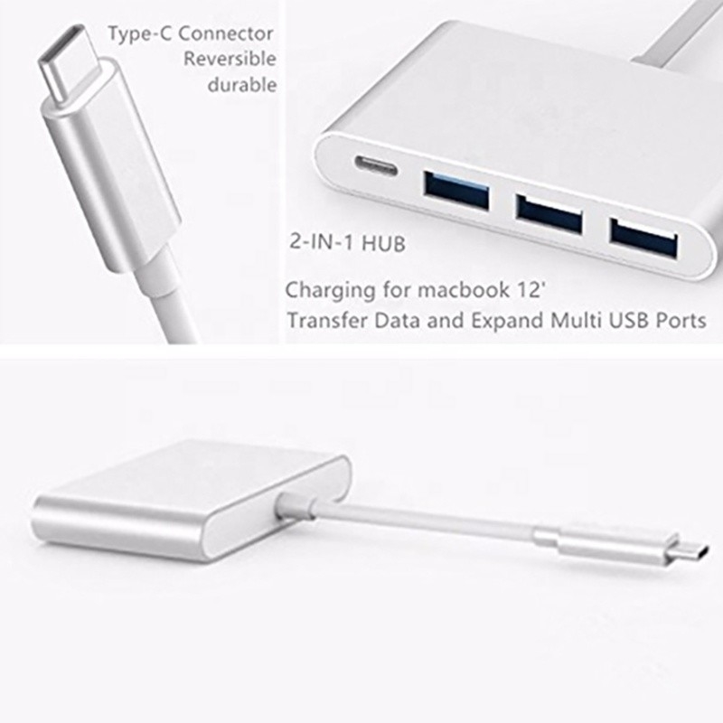 USB 3.1 Interface 4-In-1 Tipo C Hub Adaptador múltipla para transferência de dados de velocidade