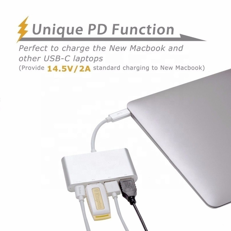 USB 3.1 Interface 4-In-1 Tipo C Hub Adaptador múltipla para transferência de dados de velocidade