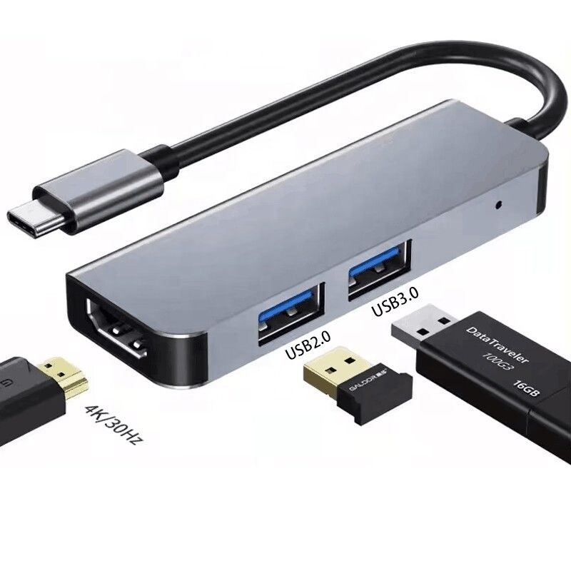 USB C Hub com HDMI 4K e USB 3.0 de alta velocidade Compatível com Windows Mac