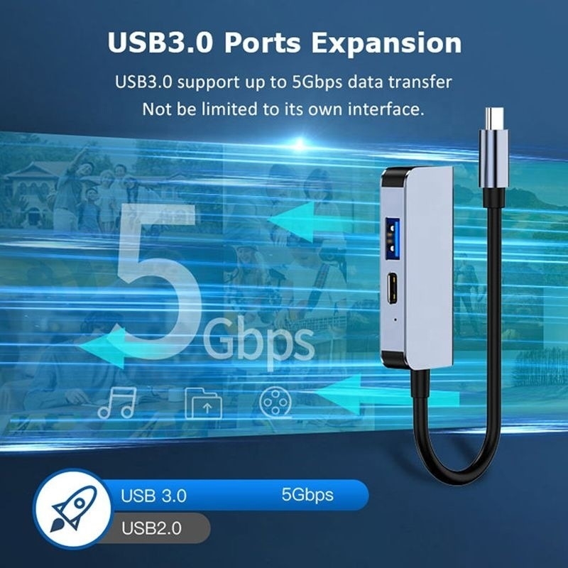 Estação de acoplamento do adaptador do hub USB 3.1 / USB Tipo-C com 4K HDMI USB 3.0 USB Tipo C PD