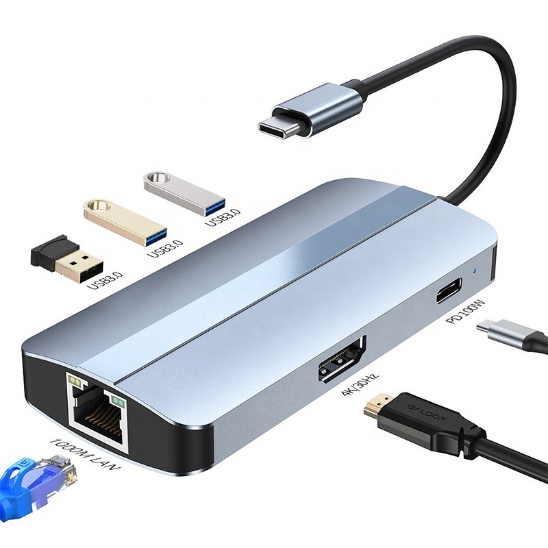 Adaptador USB C de 12 em 1 OEM Multiport Hub com 4K HDMI USB 3.0 RJ45 Lan Ethernet