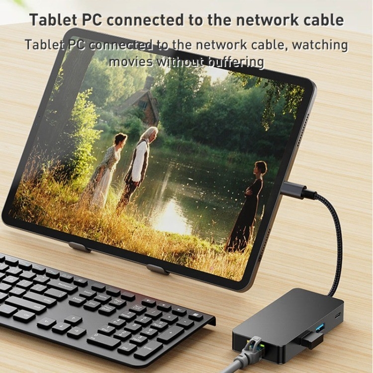 Adaptador multiporte 8-em-1 USB-C Hub com HDMI 3 USB3.0 RJ45 e PD Output 5-8 portas