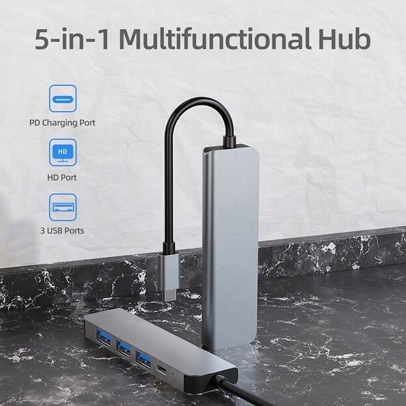 Hub USB tipo C de 6 em 1 personalizado para HDMI 4K e USB 3.0 para Macbook OEM / ODM