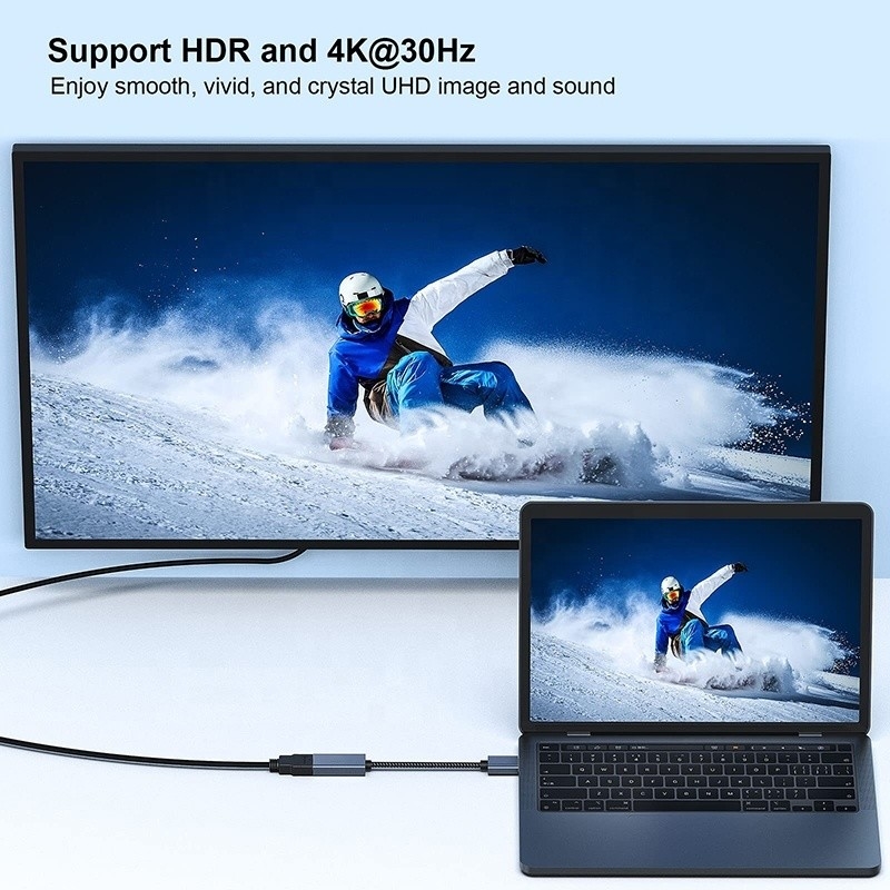 4K Resolução USB C Hub Displayport para HDMI Adaptador Cable macho para fêmea 1080P 4K30Hz 4K60Hz