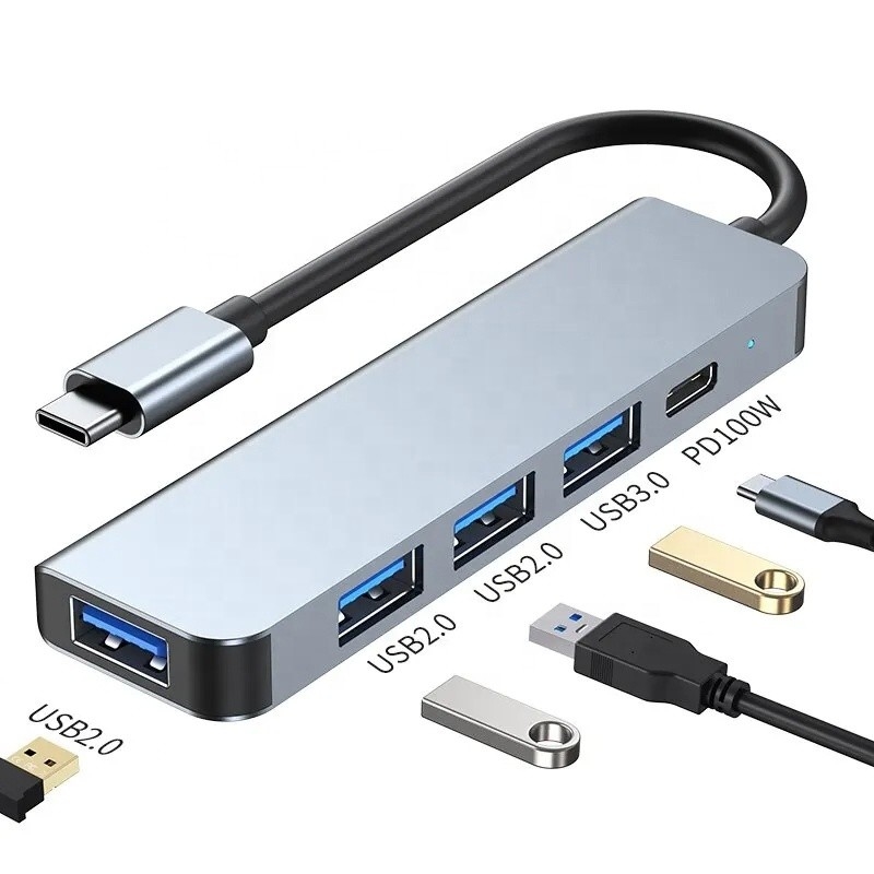 Hub de adaptador USB C tipo C de 9 em 1 com carregamento PD de 100W e saída USB3.0 3*USB2.0