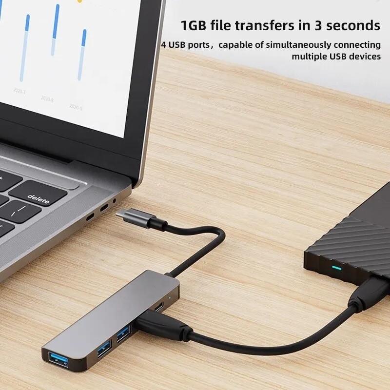 Hub de adaptador USB C tipo C de 9 em 1 com carregamento PD de 100W e saída USB3.0 3*USB2.0