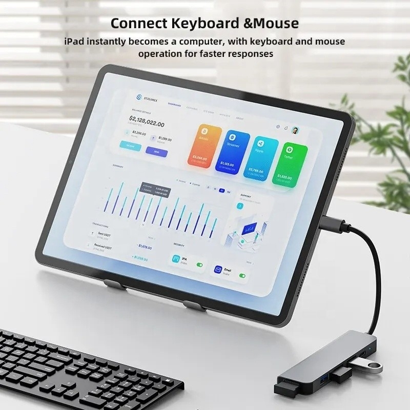 Hub de adaptador USB C tipo C de 9 em 1 com carregamento PD de 100W e saída USB3.0 3*USB2.0
