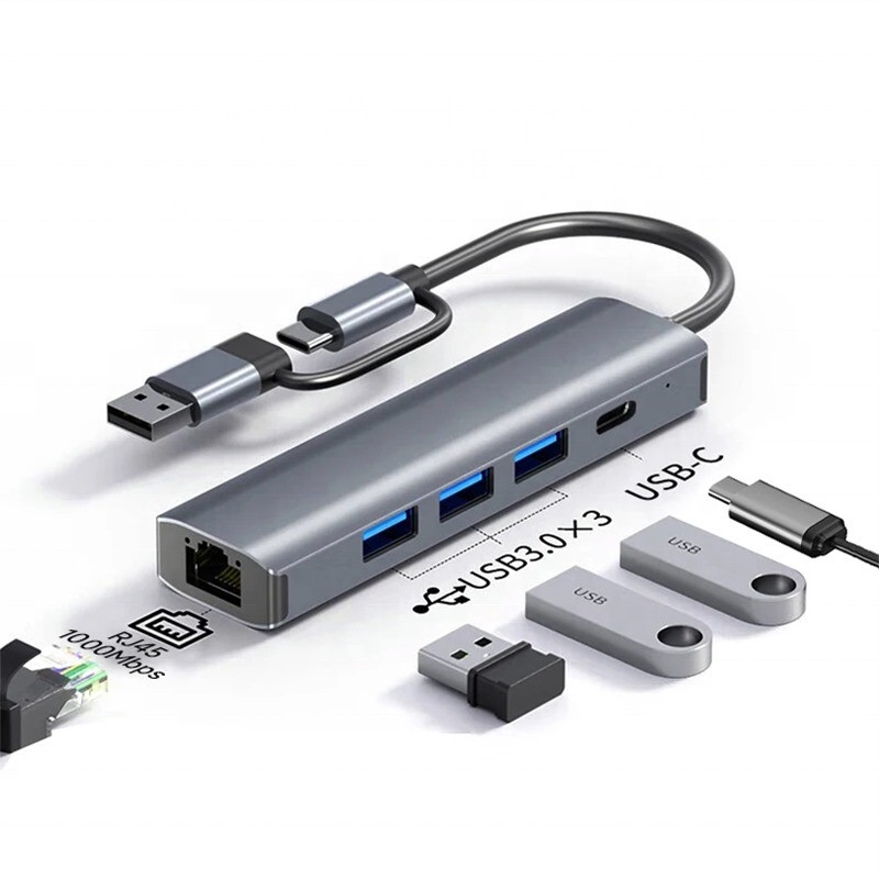 Estação de acoplagem do USB C Hub com interface USB 3.1 e RJ45 Gigabit Ethernet