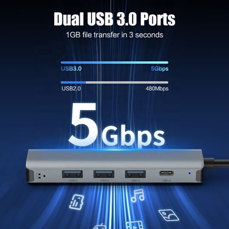 Estação de acoplagem do USB C Hub com interface USB 3.1 e RJ45 Gigabit Ethernet